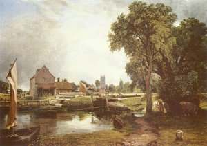 Sluis en molen in Dedham door John Constable